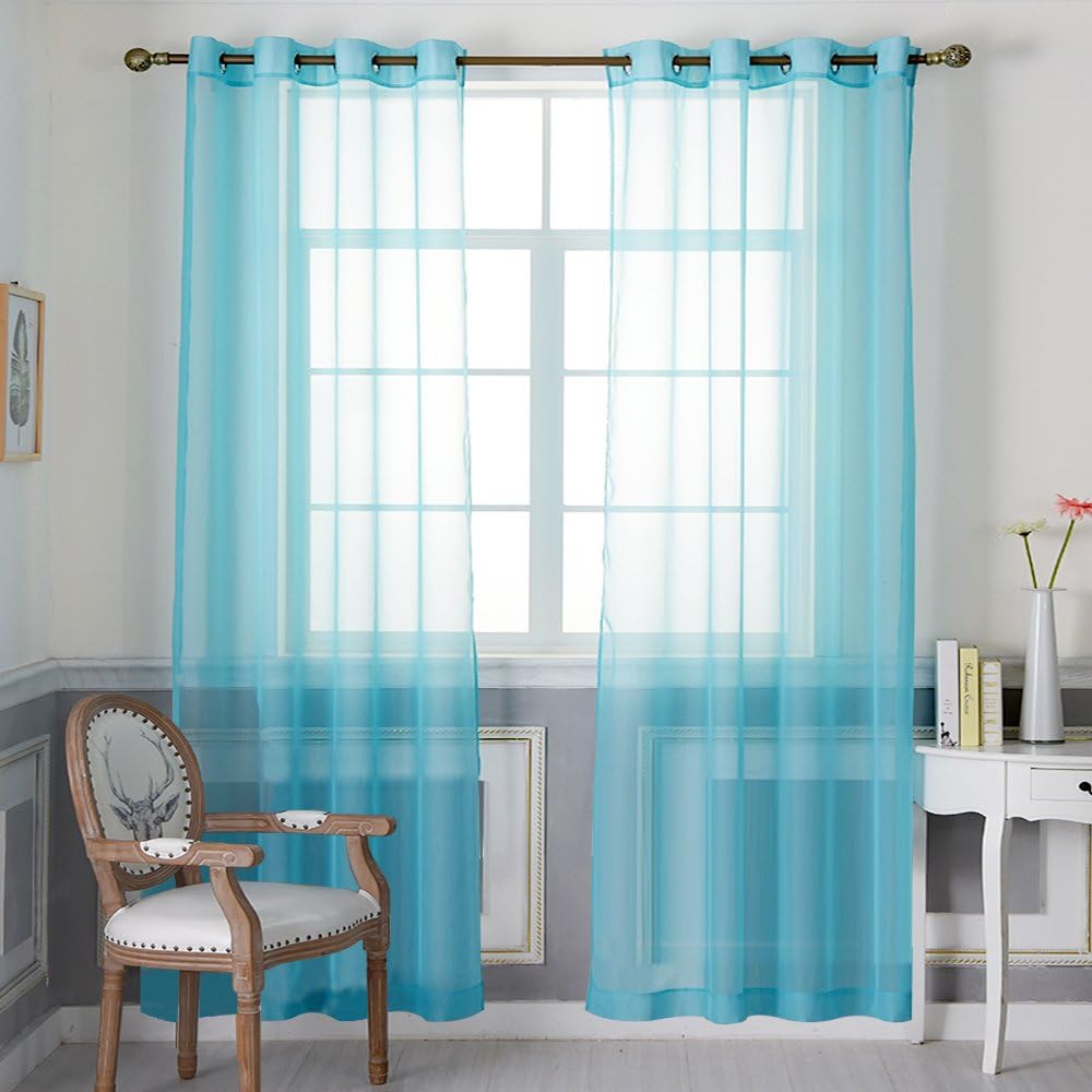 NICETOWN Living Room Window Curtains Sheer Textured 84" Long, Grommet Casual Voile Sheer Airy Window Treatments for Sliding Door, 140" Wide Total 2 Panels, White